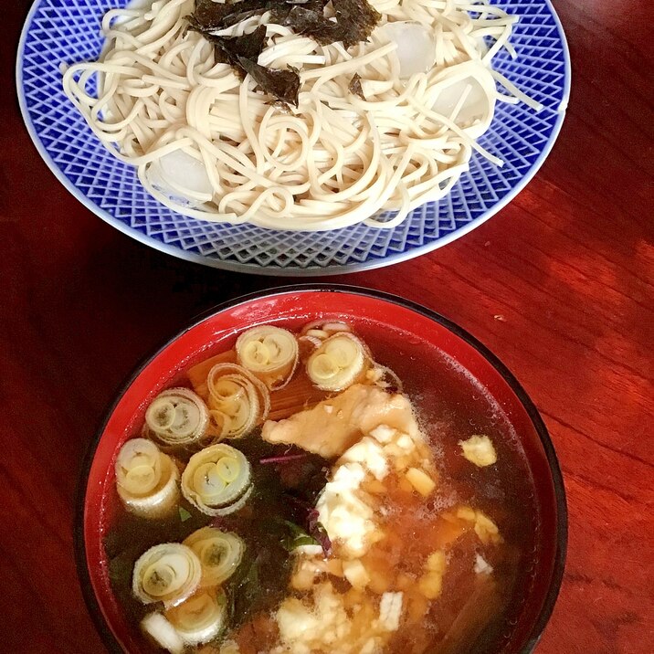 ザクザク長芋入り肉盛り蕎麦